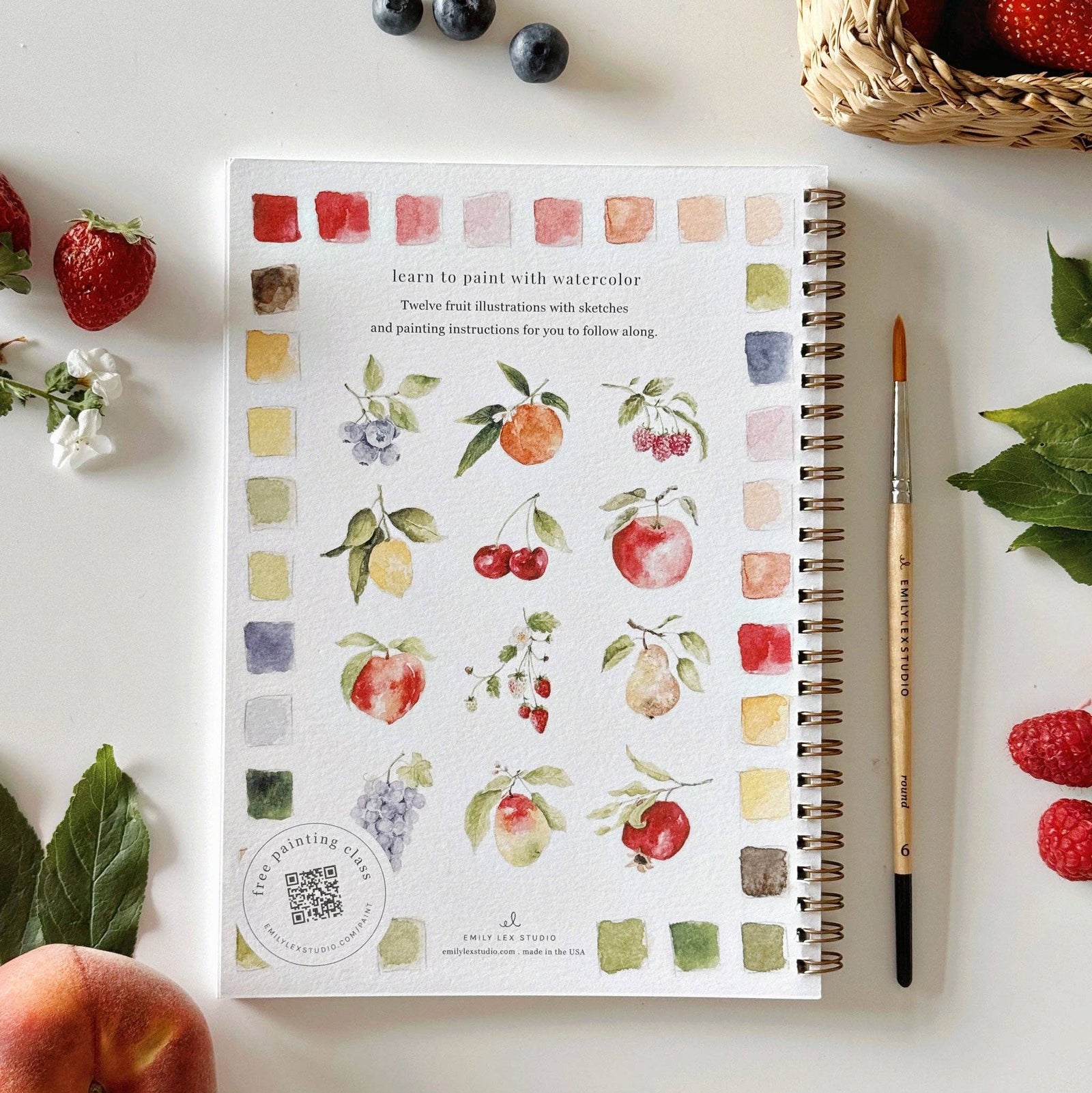 emily lex studio Gifts Fruit watercolor workbook