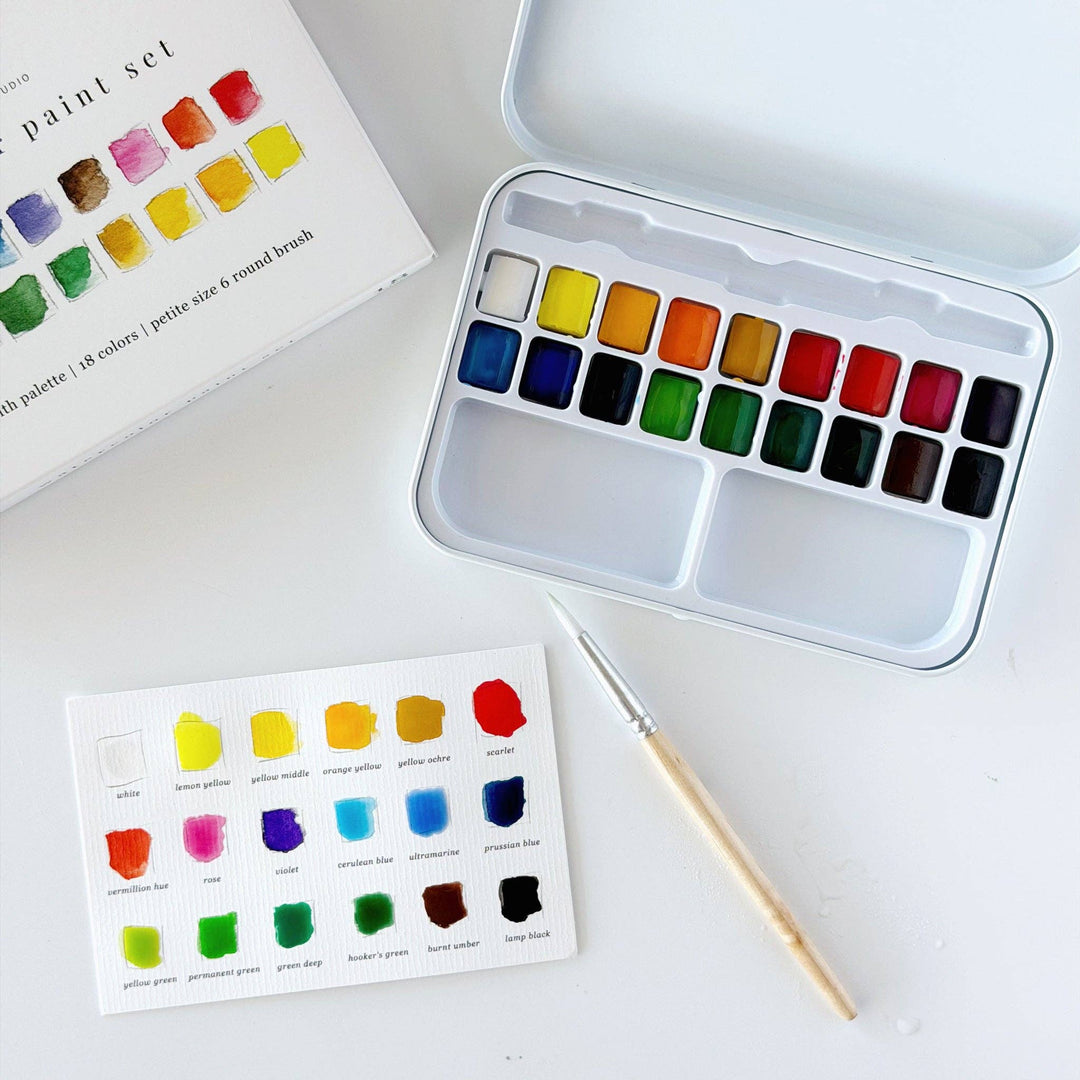 emily lex studio Gifts Watercolor Paint Set 18 Colors with Brush