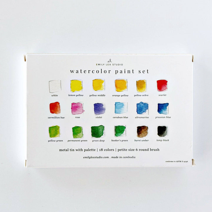 emily lex studio Gifts Watercolor Paint Set 18 Colors with Brush