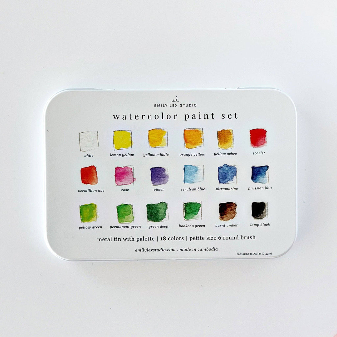 emily lex studio Gifts Watercolor Paint Set 18 Colors with Brush