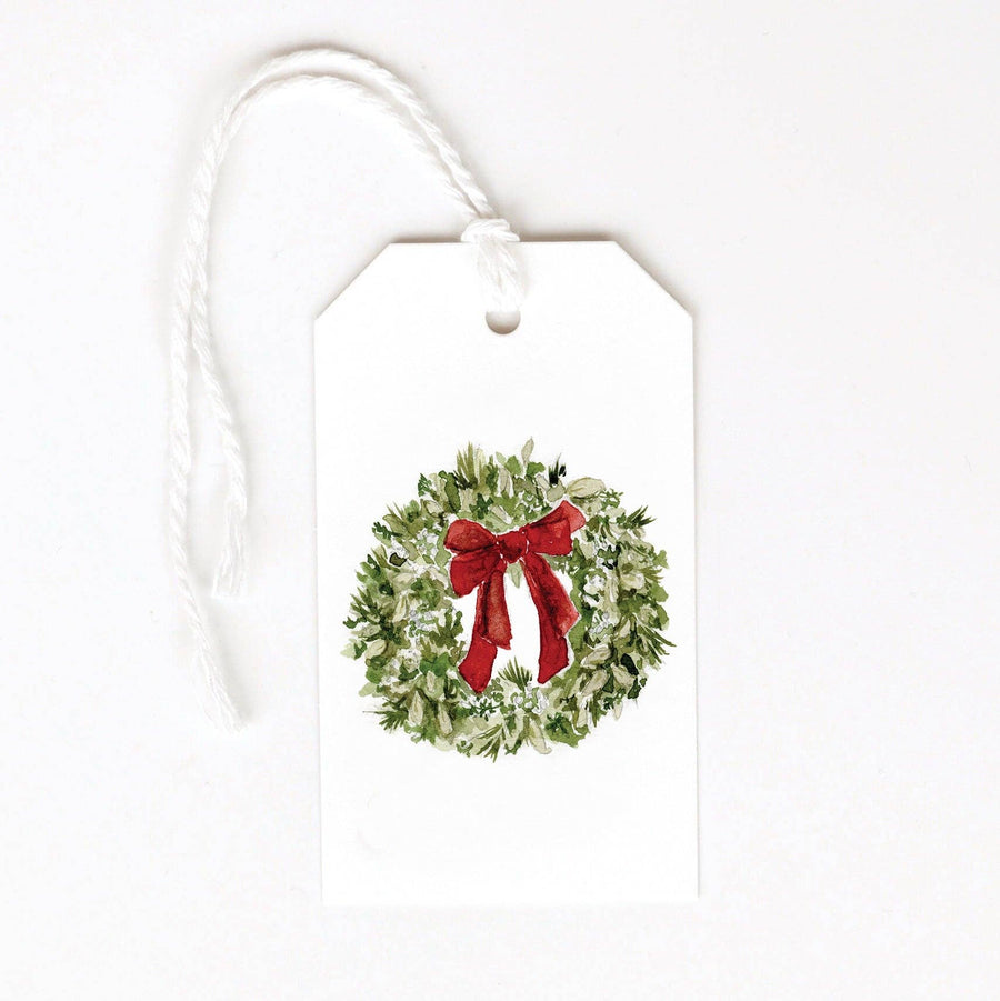 emily lex studio Holiday Red bow wreath gift tags