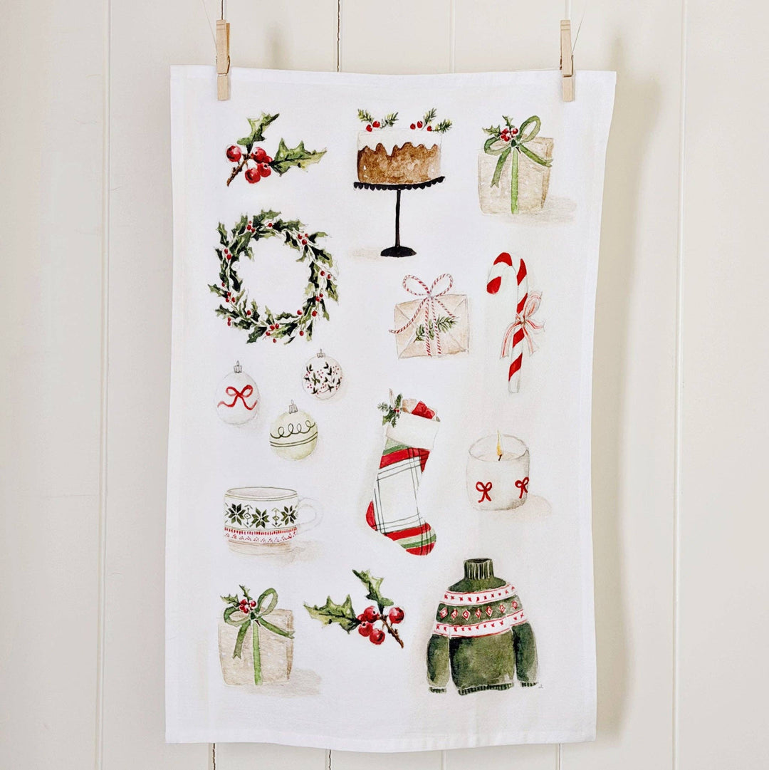 emily lex studio Kitchen Towel Classic christmas cotton tea towel