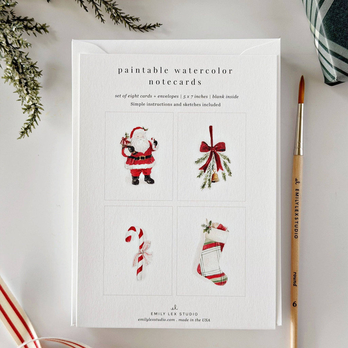 emily lex studio Note Cards Classic christmas paintable notecard