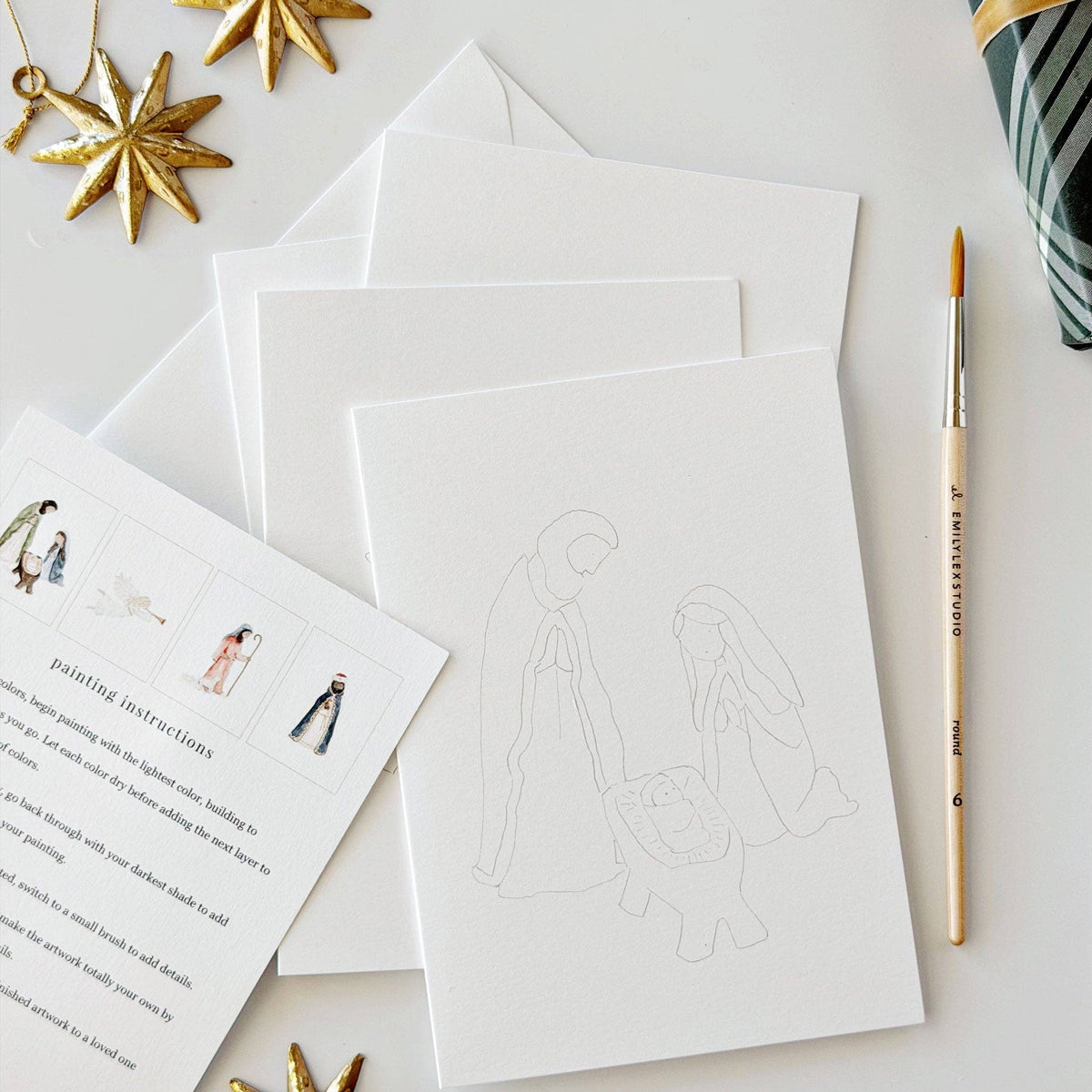 emily lex studio Note Cards Nativity paintable notecard