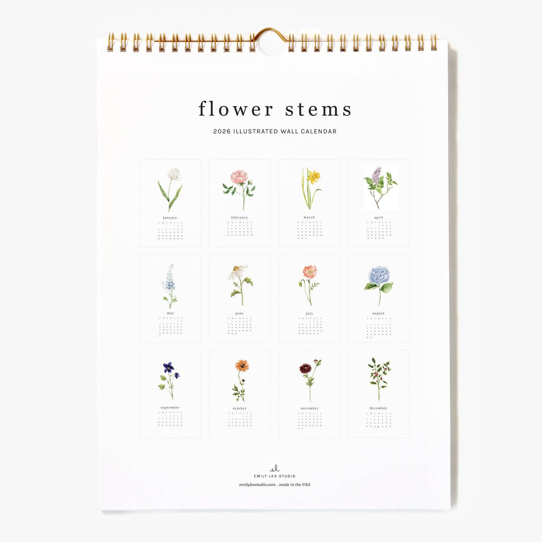 emily lex studio paper 2026 flower stems calendar