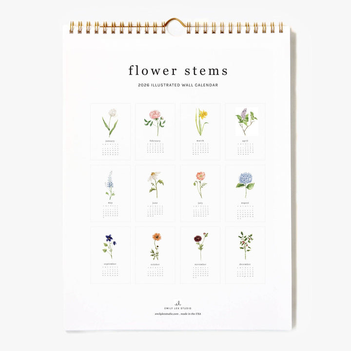 emily lex studio paper 2026 flower stems calendar