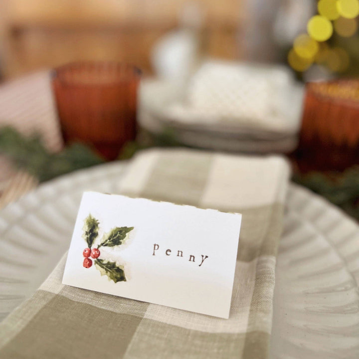 emily lex studio Place Cards Holly berry place cards