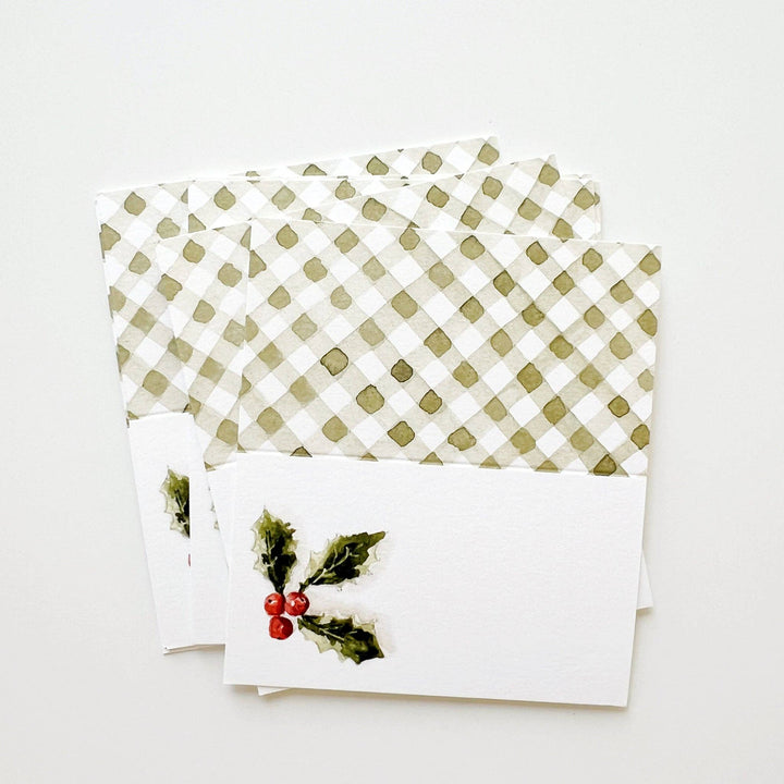 emily lex studio Place Cards Holly berry place cards