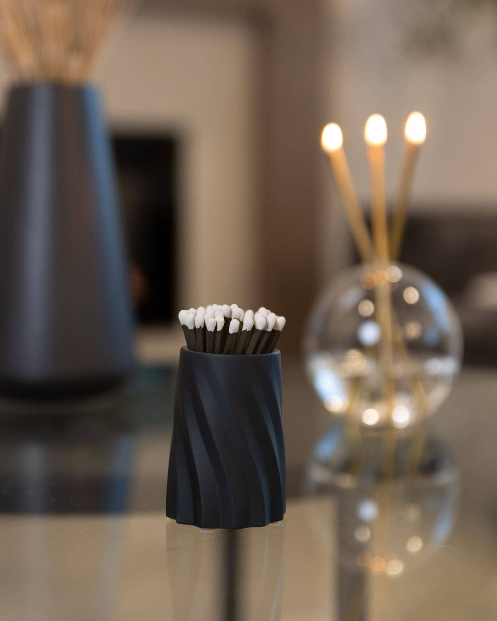 Everlasting Candle Co. Gifts Black Concrete Safety Match Set