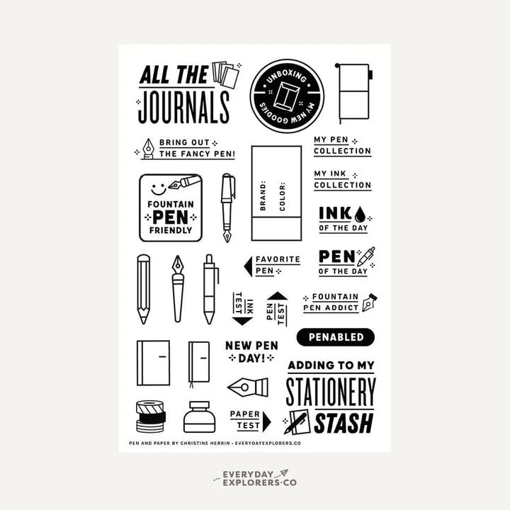 Everyday Explorers Co Art Supplies Pen & Paper Clear Stamp Set