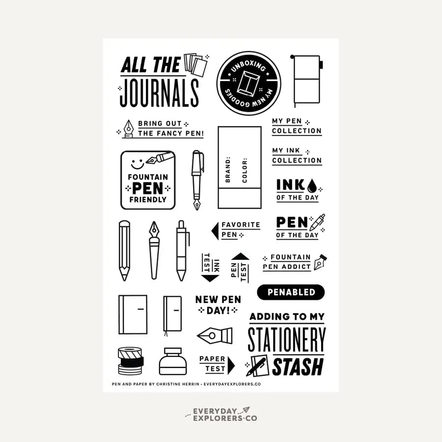 Everyday Explorers Co Art Supplies Pen & Paper Clear Stamp Set