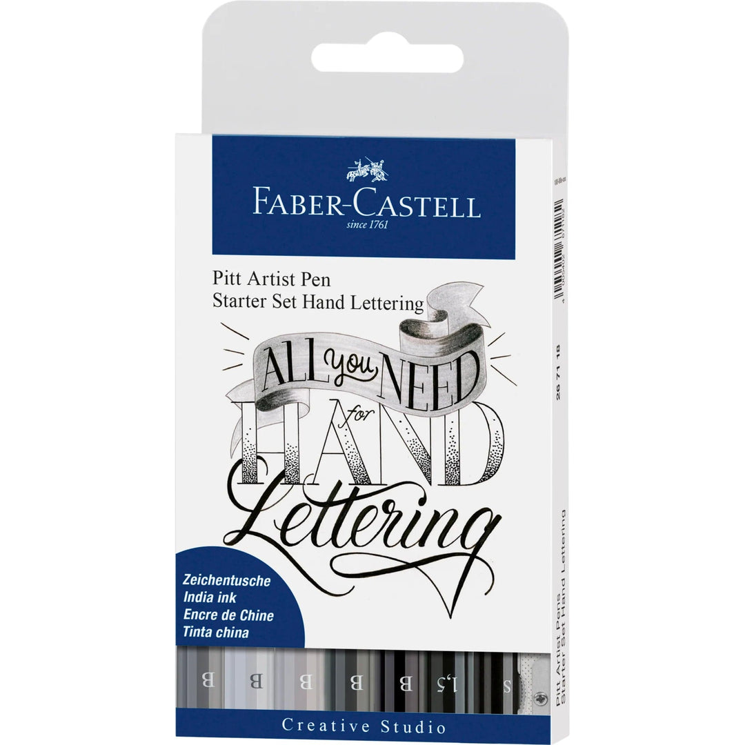 Faber-Castell Pen and Pencils Pitt Artist Pen, Hand Lettering Starter Set - Wallet of 8