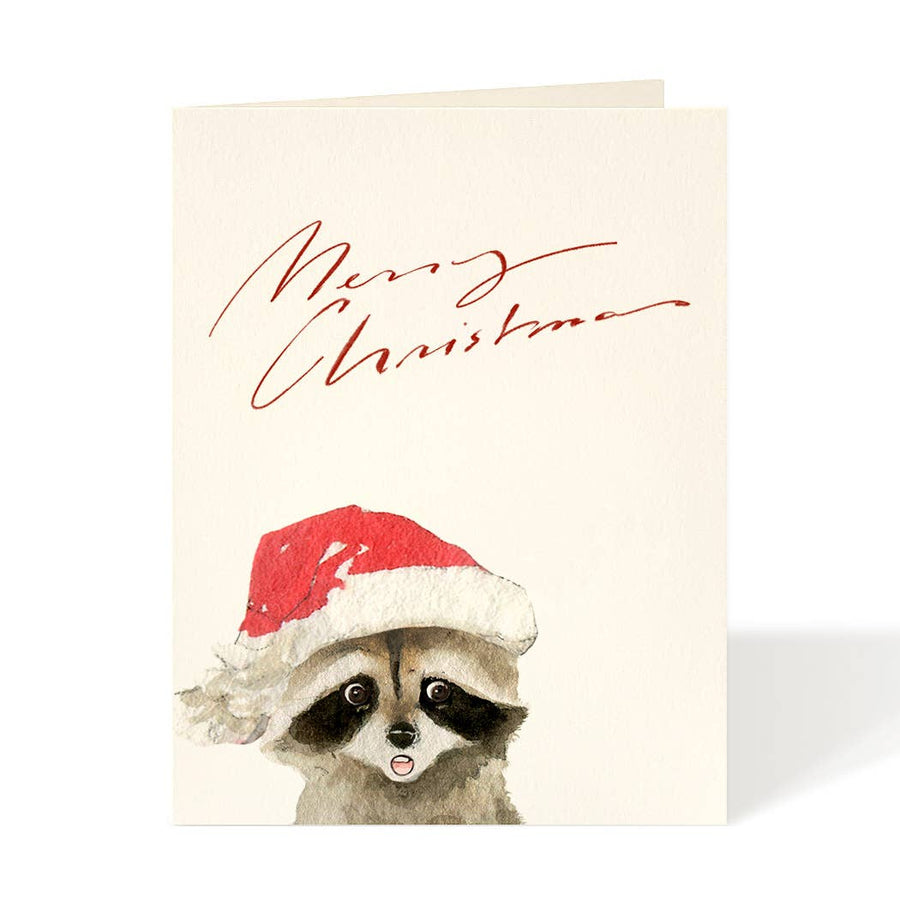 Felix Doolittle Card Merry Raccoon - Holiday Christmas Greeting Cards