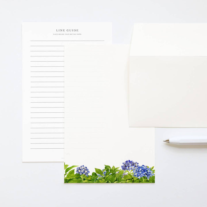 Felix Doolittle paper Garden Hydrangeas - Letter Writing Paper - Blue Flowers