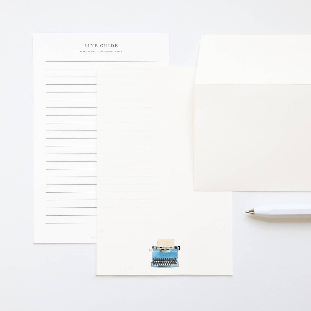Felix Doolittle paper Next Chapter - Letter Writing Paper - Blue Typewriter