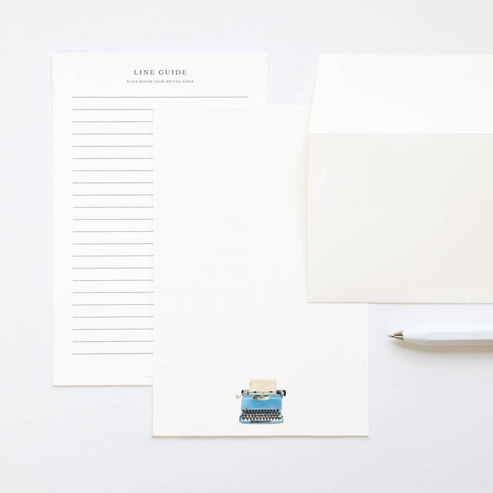 Felix Doolittle paper Next Chapter - Letter Writing Paper - Blue Typewriter