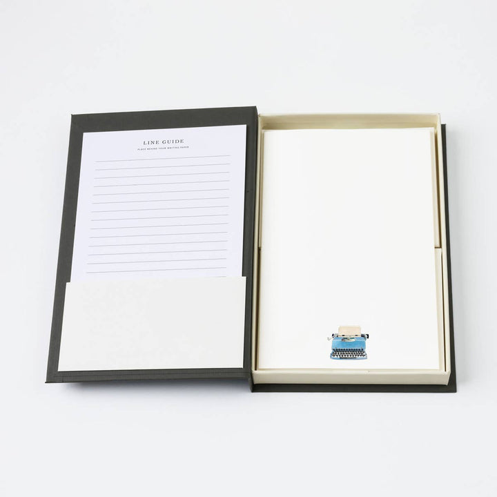 Felix Doolittle paper Next Chapter - Letter Writing Paper - Blue Typewriter