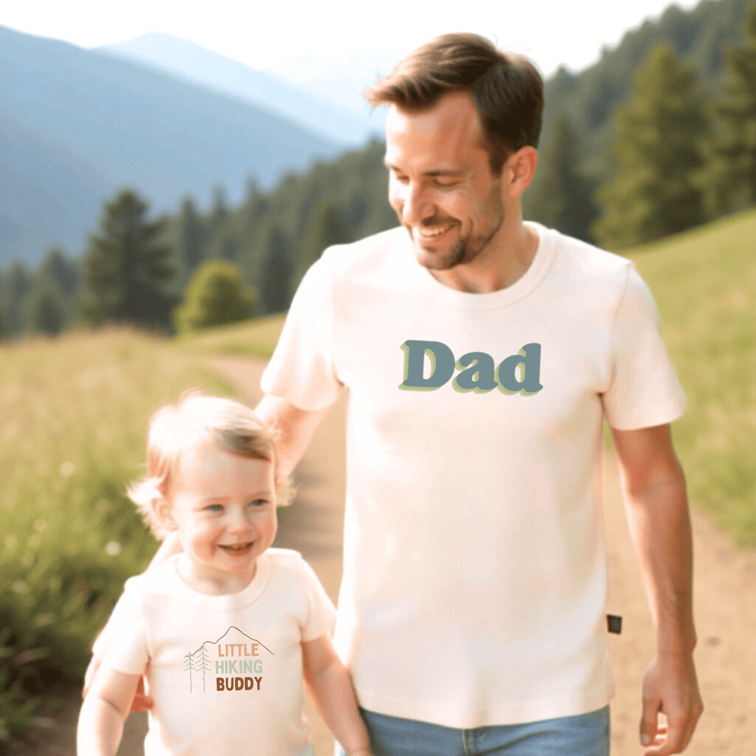 Finn and Emma Baby Baby organic graphic bodysuit | hiking buddy