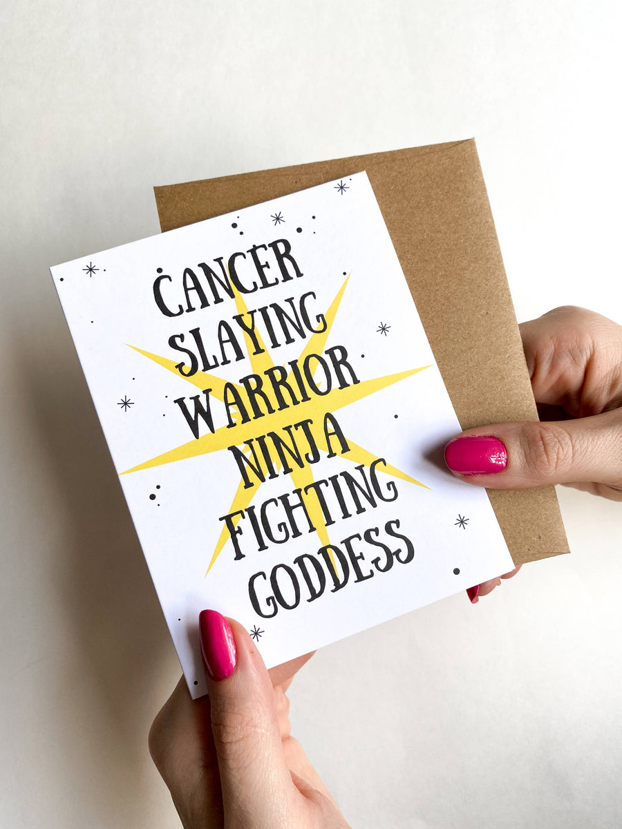 Five Dot Post Card Cancer Slaying Warrior Ninja Fighting Goddess Cancer Card