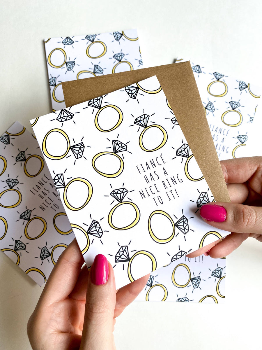 Five Dot Post Card Fiance Has A Nice Ring to it Funny Engagement Greeting Card