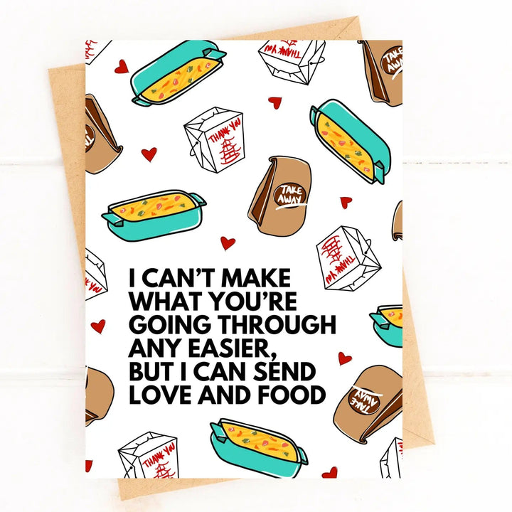 Five Dot Post Card Send Love and Food Sympathy Card