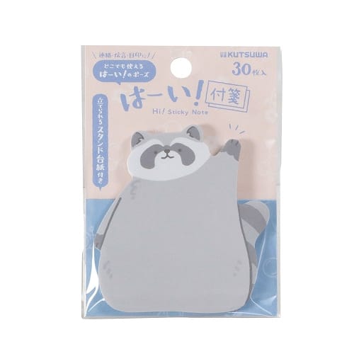 Fuji Paper Kutsuwa Hi! Sticky Notes - Raccoon