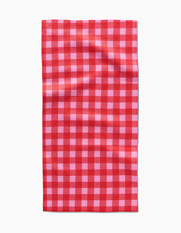 Geometry Bar Towel Cherry Gingham Bar Towel