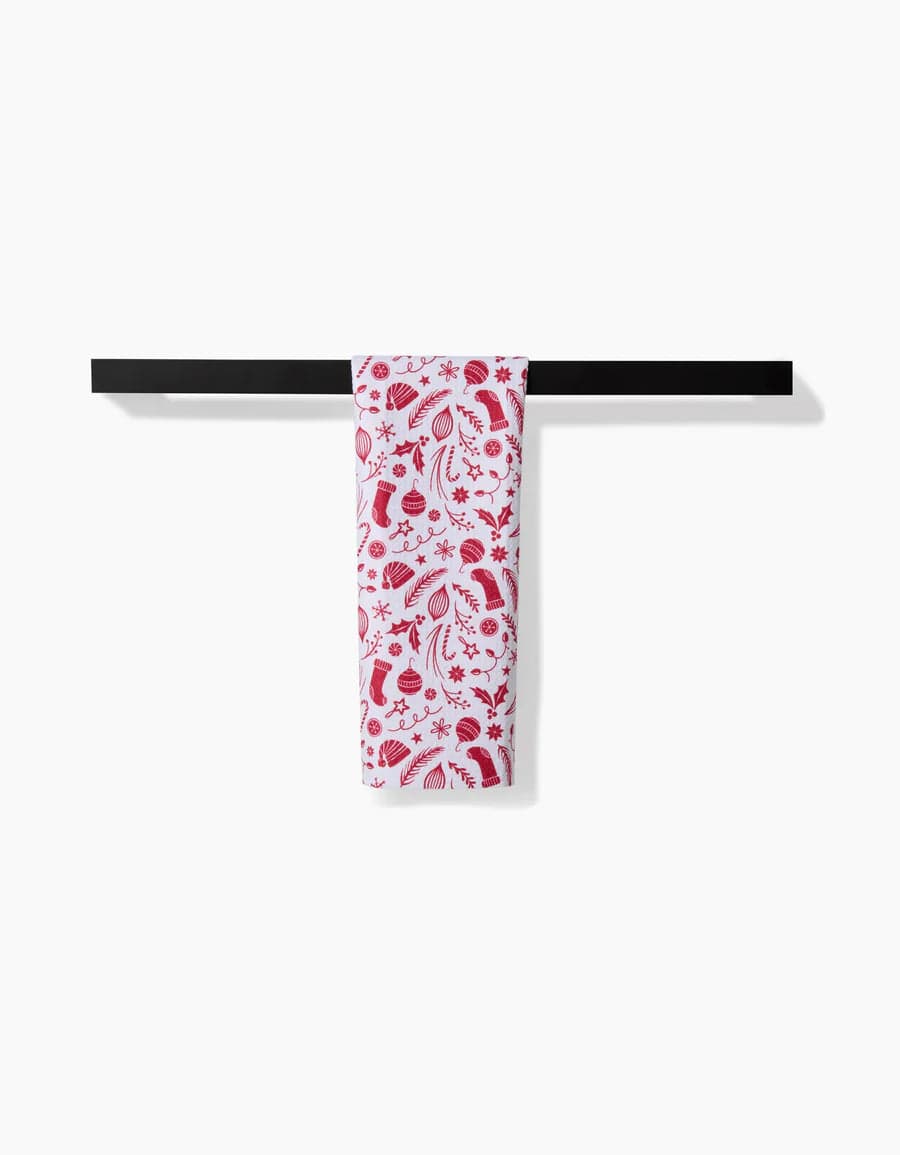 Geometry Bar Towel Classic Christmas Icons Red Bar Towel