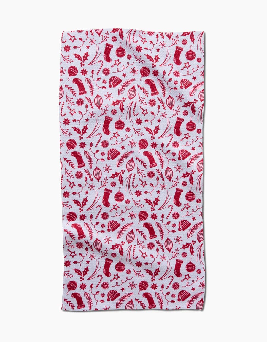 Geometry Bar Towel Classic Christmas Icons Red Bar Towel