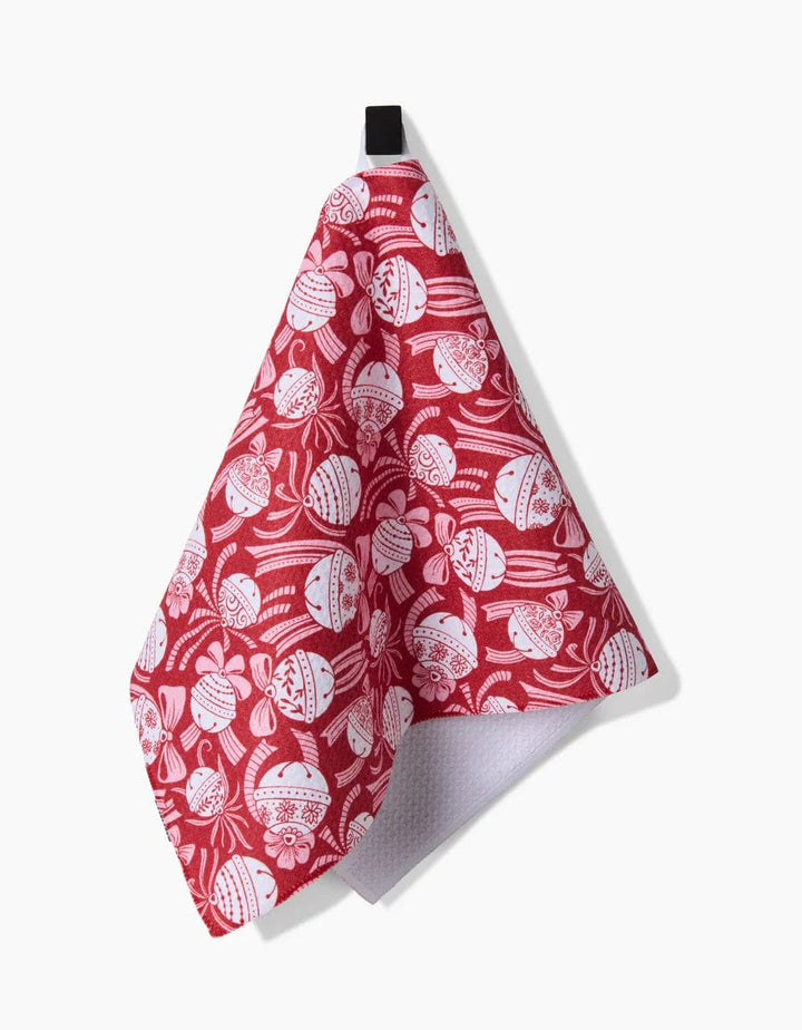 Geometry Bar Towel Holiday Bells Bows Bar Towel