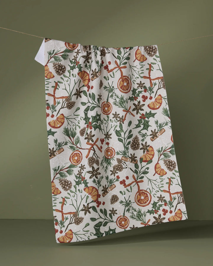 Geometry Holiday Canela Tea Towel