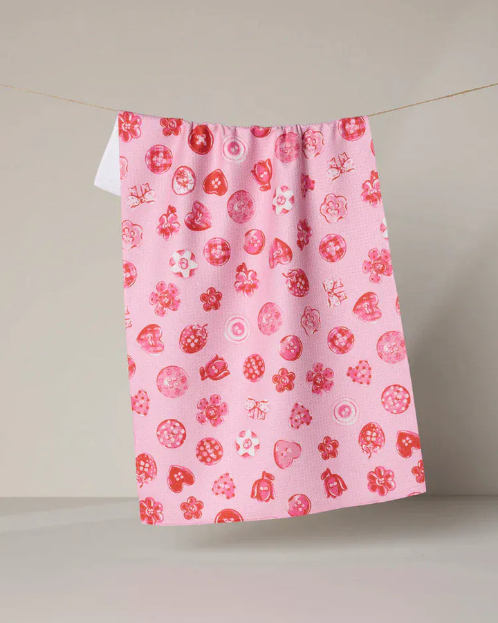 Geometry Holiday Collecting Buttons Tea Towel