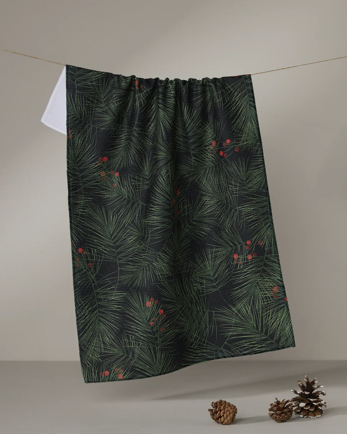 Geometry Holiday Evergreen Pine Tea Towel