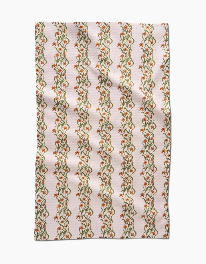 Geometry Holiday Floral Fall Stripe Tea Towel