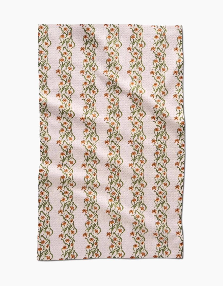 Geometry Holiday Floral Fall Stripe Tea Towel