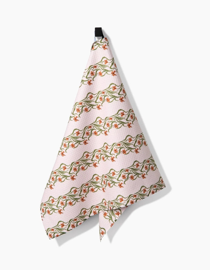 Geometry Holiday Floral Fall Stripe Tea Towel