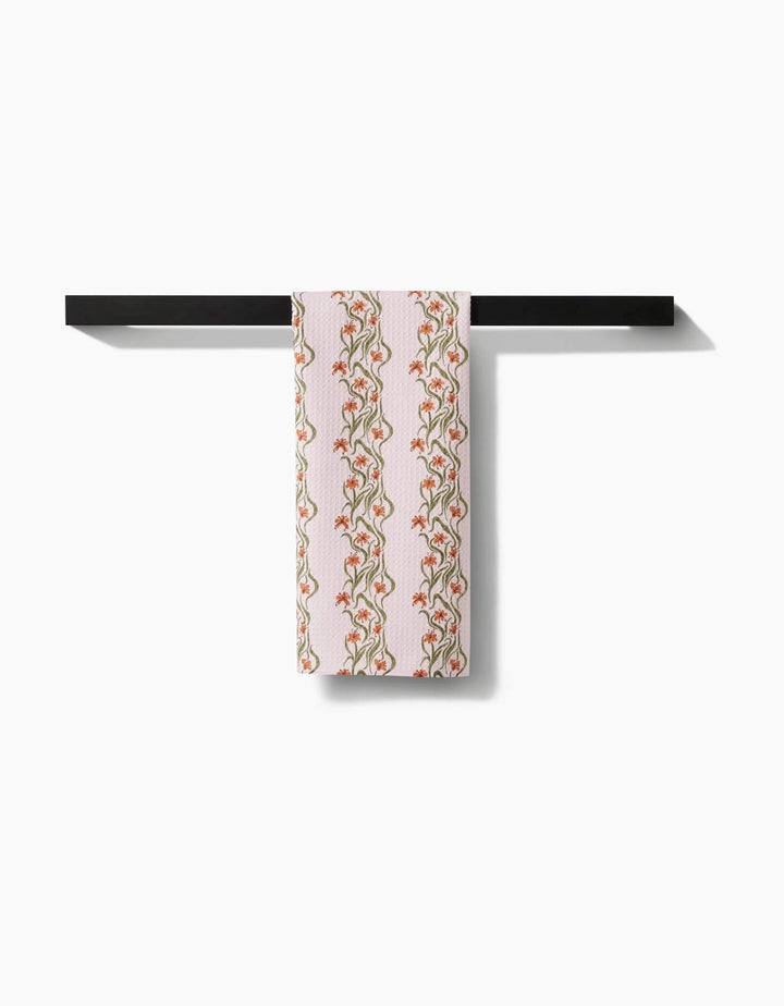 Geometry Holiday Floral Fall Stripe Tea Towel