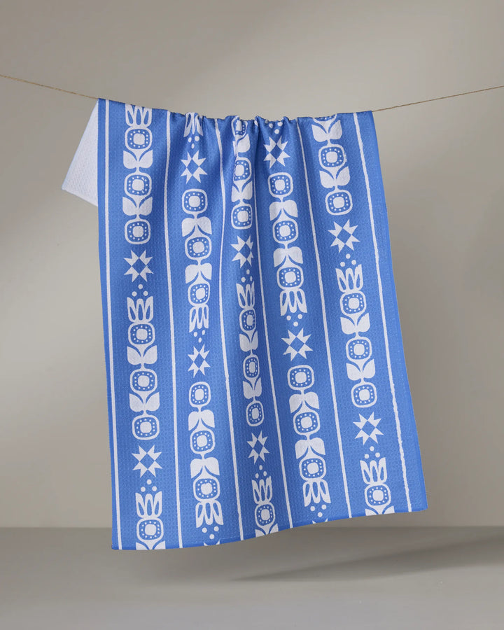 Geometry Holiday Frosted Floral Tea Towel