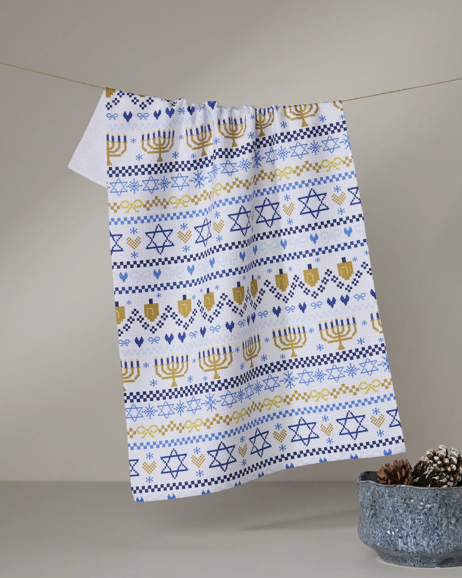 Geometry Holiday Hanukkah Sweater Tea Towel