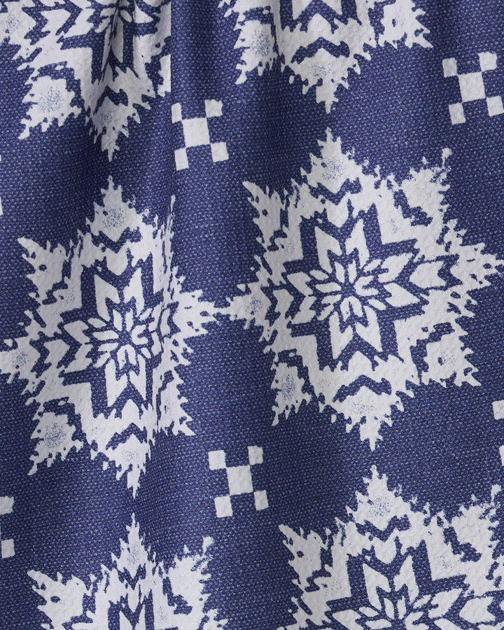 Geometry Holiday Iceflower Blue Tea Towel