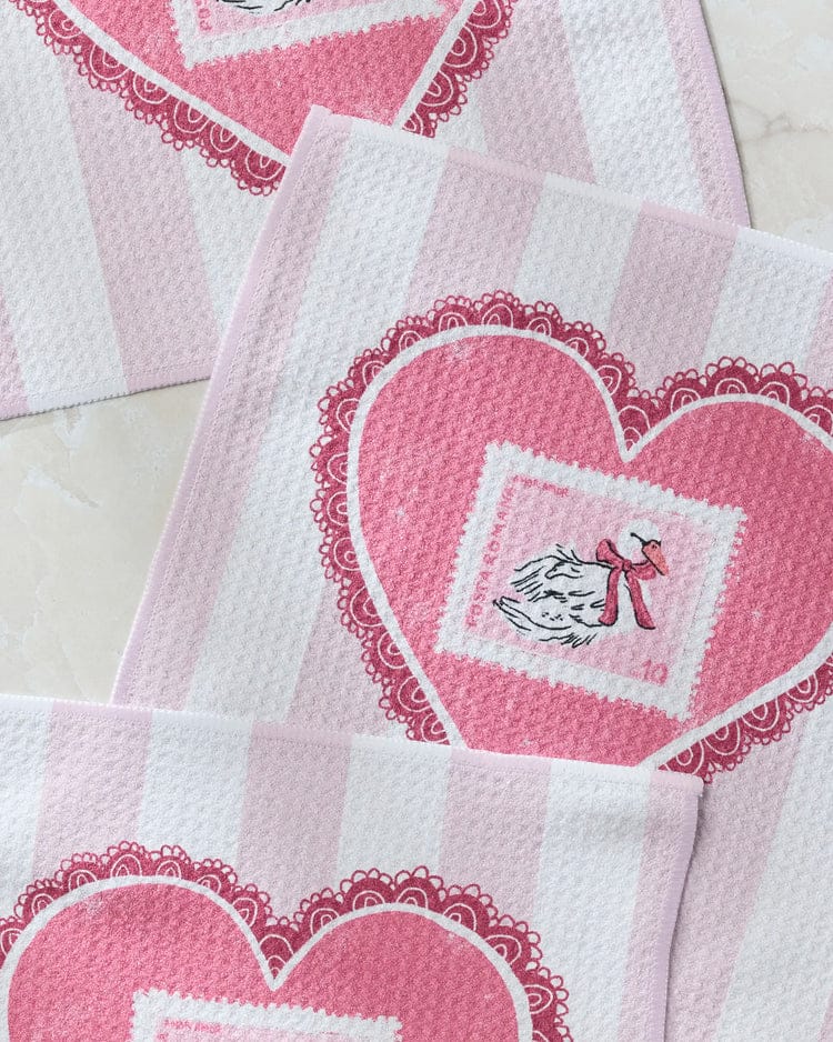 Geometry Holiday Love & Swans Dishcloth Set