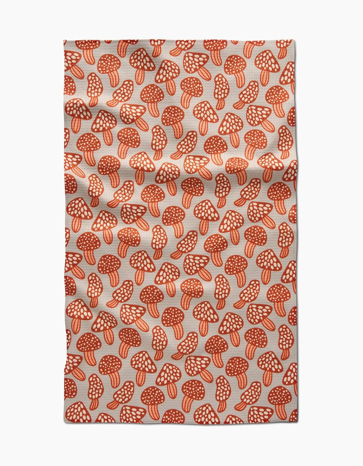 Geometry Holiday Many Mushrooms Tea Towel