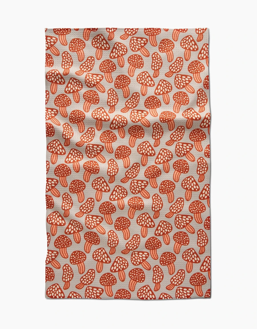 Geometry Holiday Many Mushrooms Tea Towel