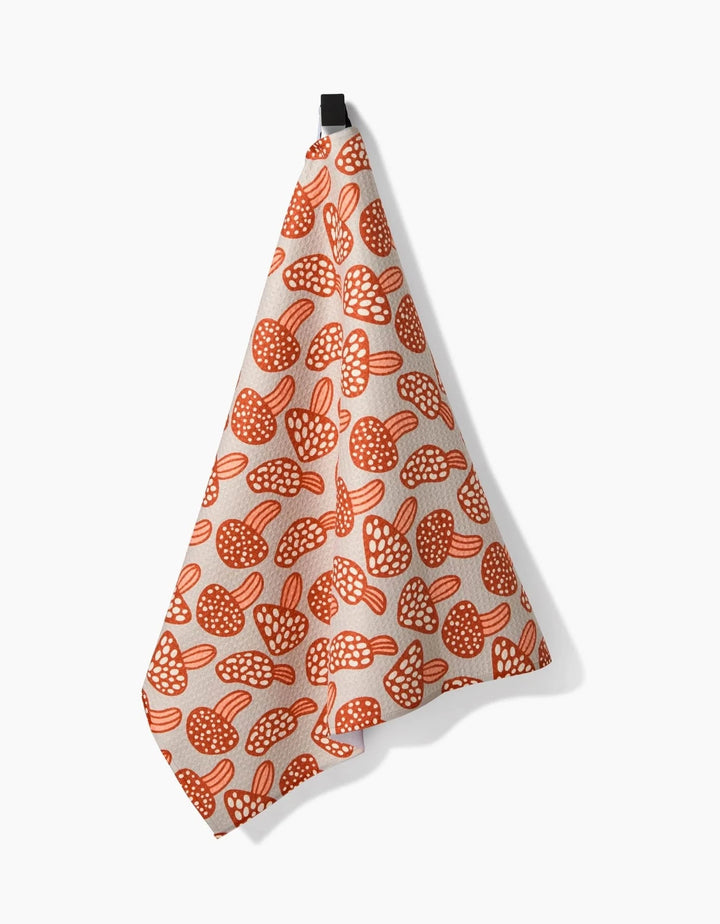 Geometry Holiday Many Mushrooms Tea Towel