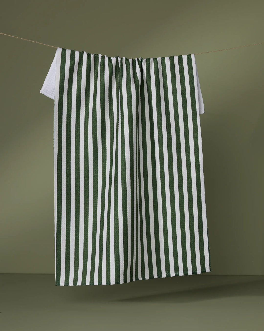 Geometry Holiday Ribbon Green Tea Towel