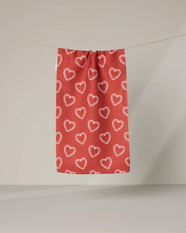 Geometry Holiday Soft Heart Scarlet Bar Towel