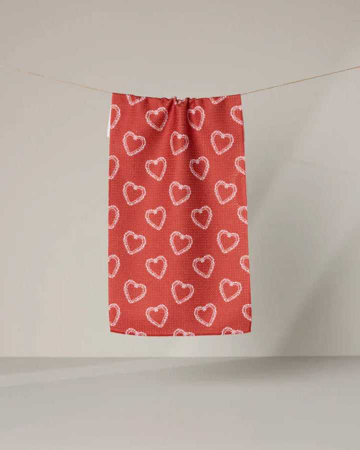 Geometry Holiday Soft Heart Scarlet Bar Towel