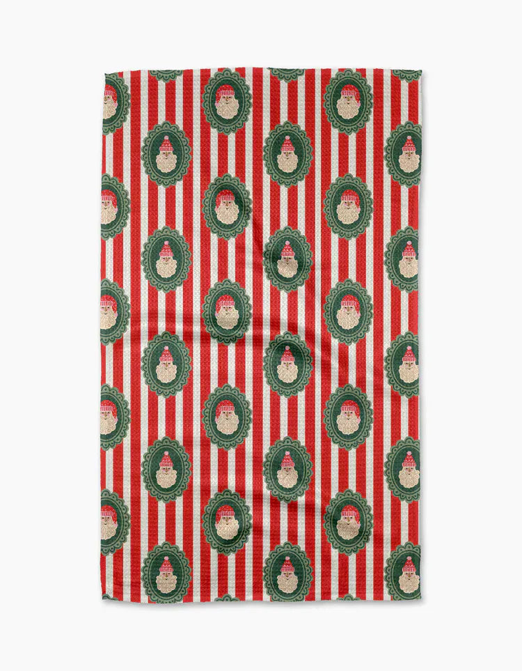 Geometry Holiday Striped Santa Tea Towel