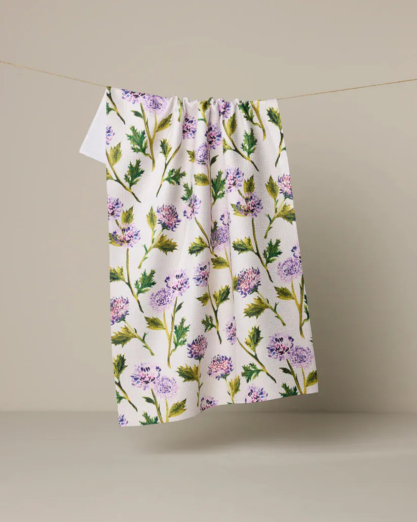 Geometry Home Blooming Thistle Tea Towel