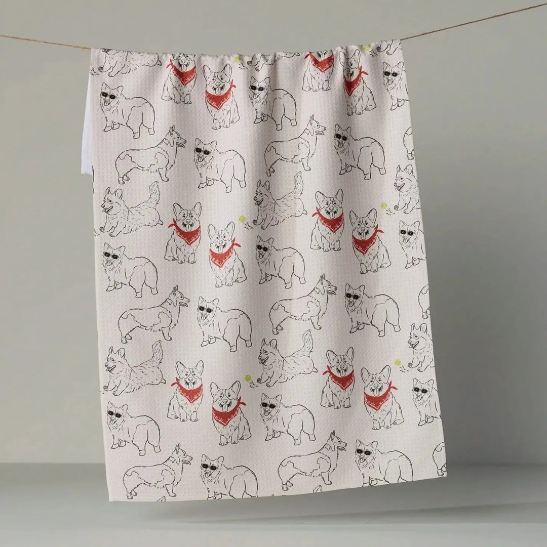 Geometry Home Corgi Club Tea Towel